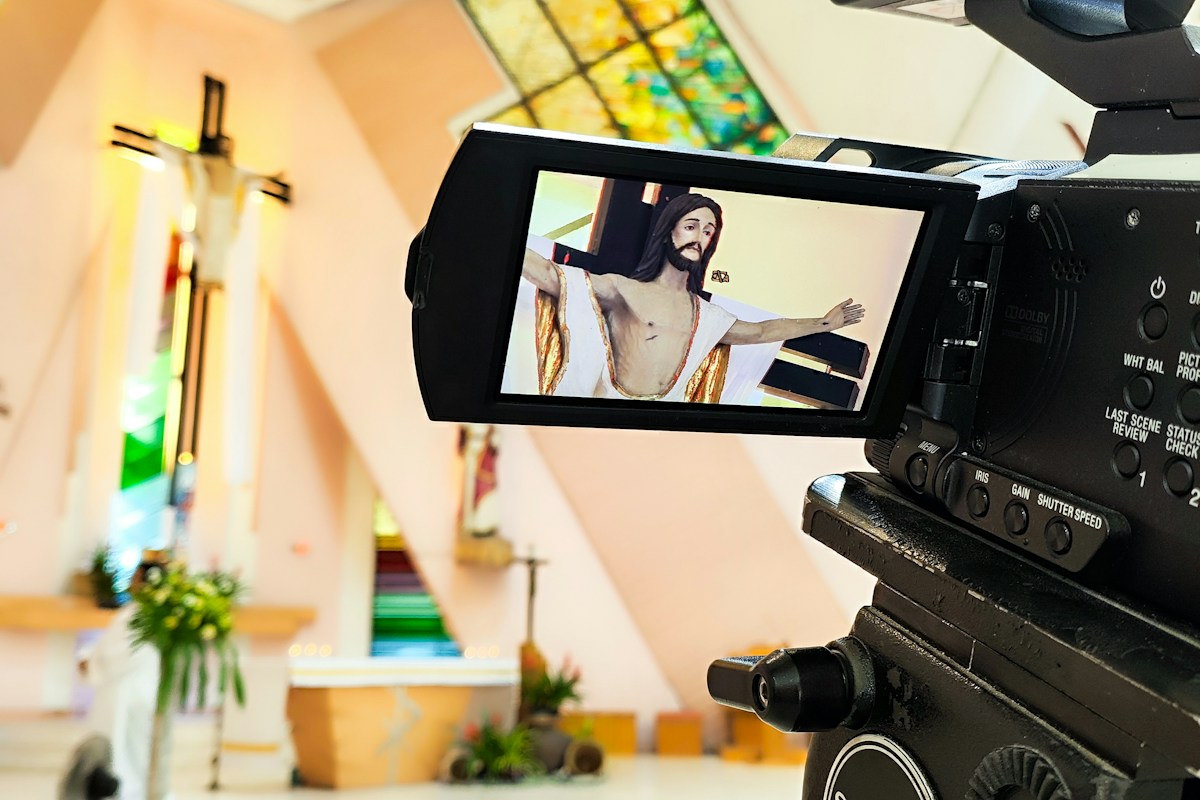 Video camera recording inside a church