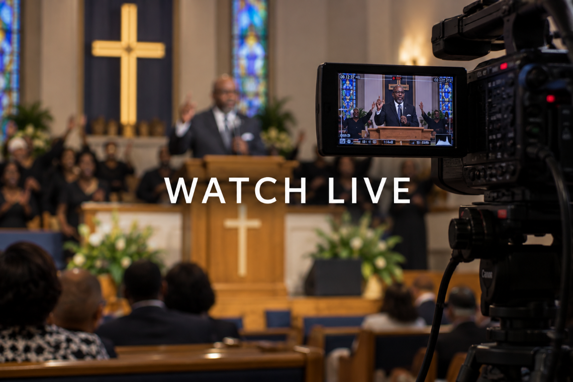 Church service being recorded for live broadcast